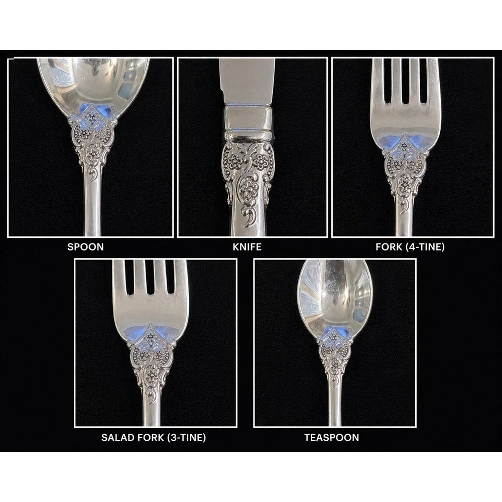 F.B. Rogers Dean Rose Stainless Steel Flatware 5 Pc Place Setting Floral